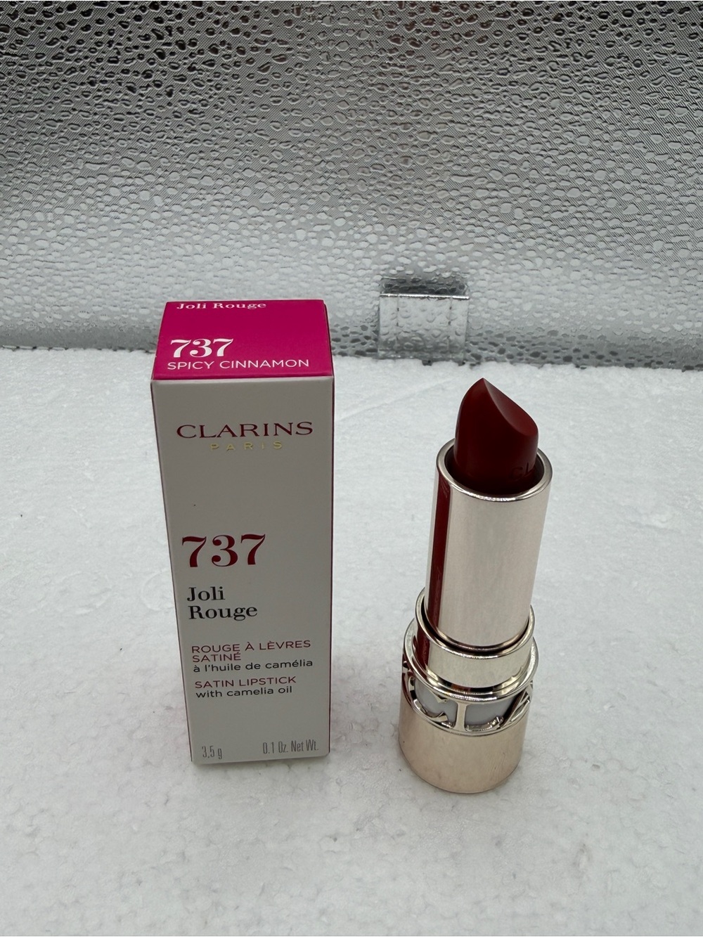 Clarins Joli Rouge 737 Spicy Cinnamon - Deep Red Lipstick